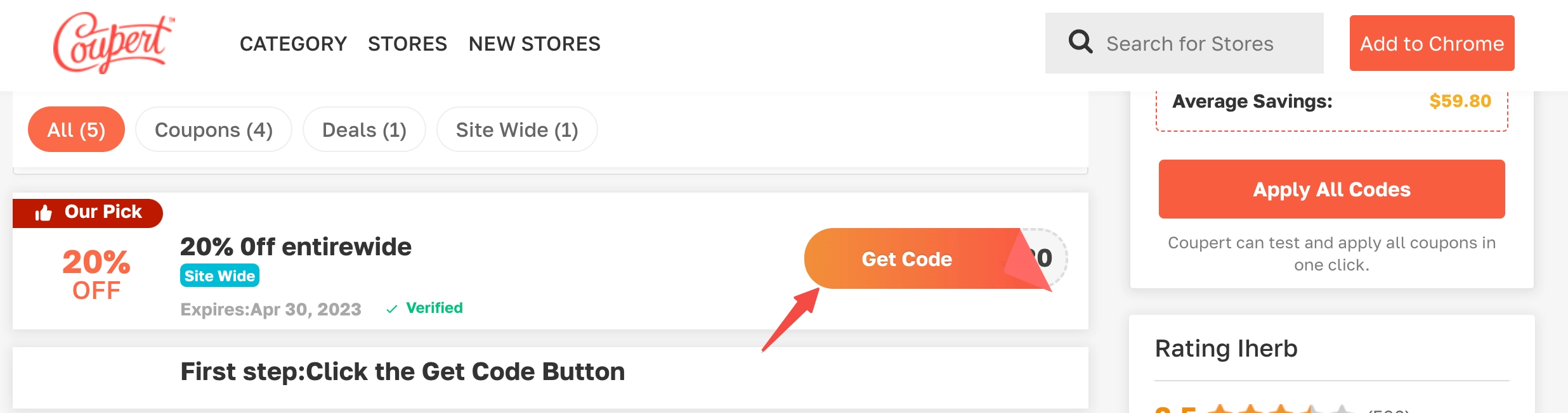 Step 1:  Select Pizza Pizza Coupon and click on "Get Code" or "Get Deal".